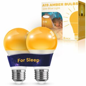 L LOHAS LED A19 9W 1800K Amber Light Bulb (2-Pack)