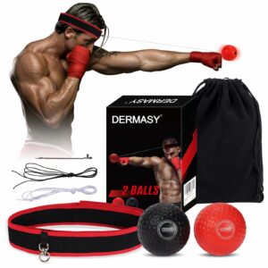 Dermasy Boxing Reflex Ball with Headband (2-Pack)