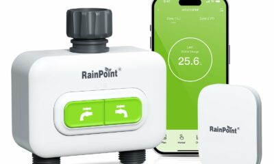 RainPoint 2-zone Wireless Smart Water Timer with Hub for Outdoor Irrigation Rain Delay, APP Remote Control WiFi Watering Timer for Garden Faucet with 2 Outlets Automatic Schedules for Lawn,Garden,Yard product image