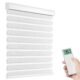 Motorized Zebra Shades with Remote Control, Electric Dual Layer Sheer Roller Blind Work with Alexa via Hub, Smart Day and Night Horizontal Blinds for Windows, Customized Size (Texture Silver) product image