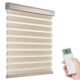 Motorized Zebra Shade with Remote Control, Electric Dual Layer Sheer Roller Shades Work with Alexa via Hub, Smart Day and Night Horizontal Blind for Windows, Customized Size (Dark Coffee) product image