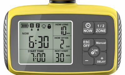 Programmable 2-Zone Smart Sprinkler Timer - Outdoor Automatic Irrigation Water Timer with Rain Delay & Waterproof Brass Swivel for Lawn, Garden, Pool (Yellow) product image