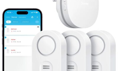 Govee WiFi Water Leak Detector 3 Packs, Leak Alert with Remotely Email/APP Push and Sound Alarm, Smart Water Sensor with 100dB Adjustable Alarm, Suit for Home and Basement 3 sensor + Gateway product image