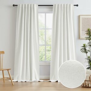 KEQIAOSUOCAI Blackout Natural Curtains 108 Inch Length, Modern Curtains Back Tab, Pleated Panels for Living Room Track System (50x108, 2 Pcs, Birch/Ivory) 50"W x 108"L (Pack of 2) Birch/Ivory product image