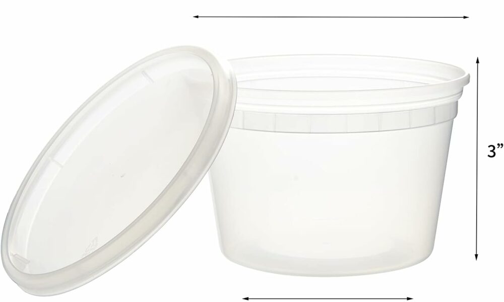 [48Set - 16oz.] Plastic Deli Food Storage Containers With Plastic Lids, Disposable togo containers for soup, Meal Prep, Slime | BPA Free | Stackable | Leakproof | Microwave | Dishwasher | Freezer Safe 16 oz. product image
