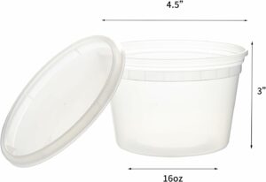 [48Set - 16oz.] Plastic Deli Food Storage Containers With Plastic Lids, Disposable togo containers for soup, Meal Prep, Slime | BPA Free | Stackable | Leakproof | Microwave | Dishwasher | Freezer Safe 16 oz. product image