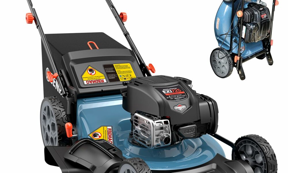 SENIX LSSG-H2 22-Inch Self Propelled Gas Lawn Mower with 163 cc 4-Cycle Engine, 3-in-1 Rear Wheel Drive Variable Speed Lawnmower, 6-Position Height Adjustment 163CC 22 Inch Variable Self Propelled product image