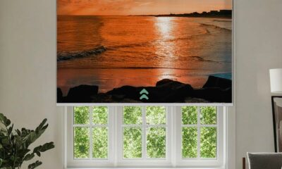 Yoolax Motorized Roller Shades with Remote, Personalized Image Printed Smart Blinds Work with Alexa, Automatic Shades for Windows Bedroom Office, Custom Size and Picture(Nature Sunset) product image