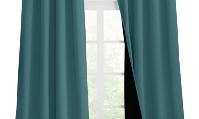 NICETOWN 100% Blackout Blinds, Laundry Room Decor Window Treatment Curtains, Thermal Insulated Energy Smart Drapes and Draperies for Villa, Hall and Studio, Sea Teal, Set of 2, 55 inches x 96 inches Sea Teal 55"W x 96"L (Pack of 2) product image