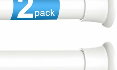 2pack Tension Curtain Rod 30 to 62 Inch, White Spring Tension Curtain Rod Adjustable Expandable Curtain Rod No Drilling, Spring Loaded Curtain Rods for Windows, Bedroom, Doorway Door, Closet 30-62inch(2PCS) White product image