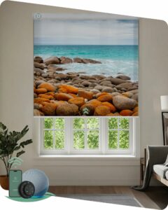 Yoolax Motorized Roller Shades with Remote, Personalized Image Printed Smart Blinds Work with Alexa, Automatic Shades for Windows Bedroom Office, Custom Size and Picture(Nature Sea) product image