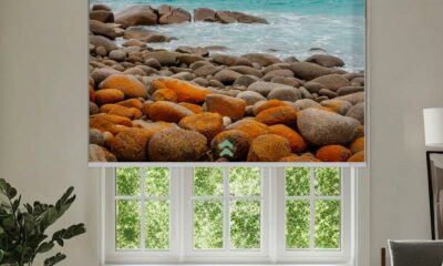 Yoolax Motorized Roller Shades with Remote, Personalized Image Printed Smart Blinds Work with Alexa, Automatic Shades for Windows Bedroom Office, Custom Size and Picture(Nature Sea) product image