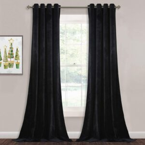 StangH 120 inches Long Black Velvet Curtains - Heavy Thermal Blackout Drapes for Basement Heat Insulated & Sunlight Blocking Energy Smart Sliding Glass Door Draperies, W52 x L120, 2 Panels 52"W x 120"L (Pack of 2) Black product image
