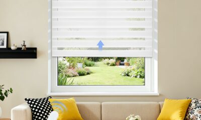 Grandekor Motorized Zebra Blinds with Remote Control,Smart Zebra Blinds for Windows,Electric Zebra Shades, White,35" W x 72" H White Zebra 35"W x 72"H product image