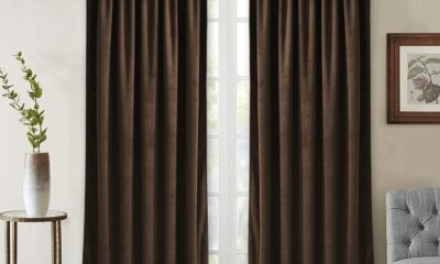 StangH Brown Blackout Velvet Drapes for Living Room 96 inches Long Luxury Home Decor Heat & Sound Reducing Energy Smart Curtains for Bedroom, W52 x L96, 2 Panels 52"W x 96"L (Pack of 2) Brown Series - Brown product image
