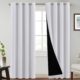 PrinceDeco 100% Blackout Curtains 84 inches Long Energy Smart & Noise Blocking Out Blackout Drapes for Bedroom Window Thermal Insulated Guest Room Lined Window Dressing(Greyish White, 2 Pack) Greyish White 52"W x 84"L (Pack of 2) product image