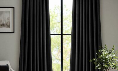 ANRODUO Black Velvet Curtains 84 Inches Long Blackout Thermal Insulated Soundproof Curtain Privacy Room Darkening Curtains Pinch Pleat Window Drapes for Bedroom Living Room Set of 2 Pinch Pleat | Black 52"W x 84"L (Pack of 2) product image