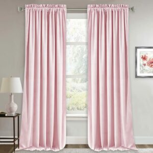 RYB Home Velvet Curtains 108 inches Long, Super Soft Nursery Decor Room Darkening Curtains Privacy Protect Velvet Drapes for Kids Room, Blush Pink, 52 x 108 Long, 2 Panels Blush Pink 52"W x 108"L (Pack of 2) product image