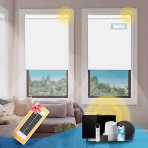 DENFOON Motorized Blinds with Remote,Thermal Electric Blinds【Solar Panel】,Customizable Automatic Roller Shades, Blackout Remote Control Blinds for Windows Upgrade to Smart Blinds, White,20" W x 72" H A-white 20"W x 72"H product image