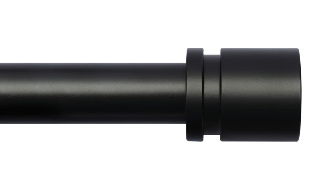 Curtain Rods for Windows 16 to 144 Inches Adjustable Length 1 Inch Diameter Window Curtain Rod with Aluminium Finials, Black Black 16" to 144" product image