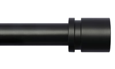 Curtain Rods for Windows 16 to 144 Inches Adjustable Length 1 Inch Diameter Window Curtain Rod with Aluminium Finials, Black Black 16" to 144" product image