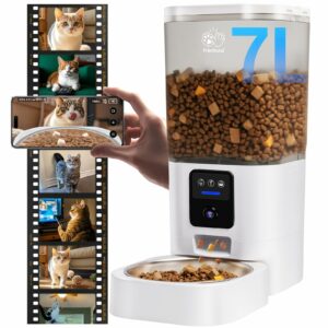 Automatic Cat Feeder with 2K Camera: 5G WiFi Automatic Dog Feeder with Night Vision,Cat Food Dispenser with 7L Large Food Storage Container for Multiple Pet,Detachable for Easy Clean -29 Cup 1-White Pet Feeder with 2K Camera product image
