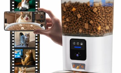 Automatic Cat Feeder with 2K Camera: 5G WiFi Automatic Dog Feeder with Night Vision,Cat Food Dispenser with 7L Large Food Storage Container for Multiple Pet,Detachable for Easy Clean -29 Cup 1-White Pet Feeder with 2K Camera product image