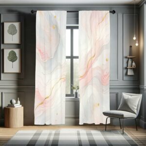 Ambesonne Marble Print 2-Panel Curtain Set 28"x63
