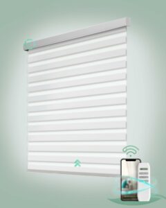 Yoolax Motorized Zebra Blinds, Remote Zebra Shades for Indoor Windows, Motorized Shades with Remote Light Control Horizontal Window Blinds Custom Size(80% Shading White) product image
