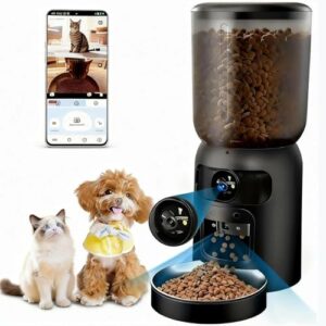 Automatic Cat Feeder with Dual Camera, 5G WiFi App Control: 5L Automatic Dog Food Storage Container with 2K HD Video and Laser Pet Toy, Dual Power Timed Smart Pet Food Dispenser for Cats&Dogs product image