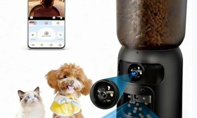 Automatic Cat Feeder with Dual Camera, 5G WiFi App Control: 5L Automatic Dog Food Storage Container with 2K HD Video and Laser Pet Toy, Dual Power Timed Smart Pet Food Dispenser for Cats&Dogs product image