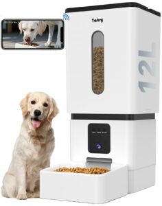 Automatic Dog Feeder Large Breed with Camera - 12L/50 Cups 5G WiFi App Control Dog Food Dispenser, Easy Setup, HD 1080P Video with Night Vision by Yakry 12L for Large Dogs product image