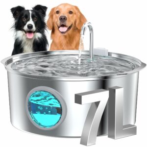 GROOKPET 7L/236oz Stainless Steel Pet Water Fountain