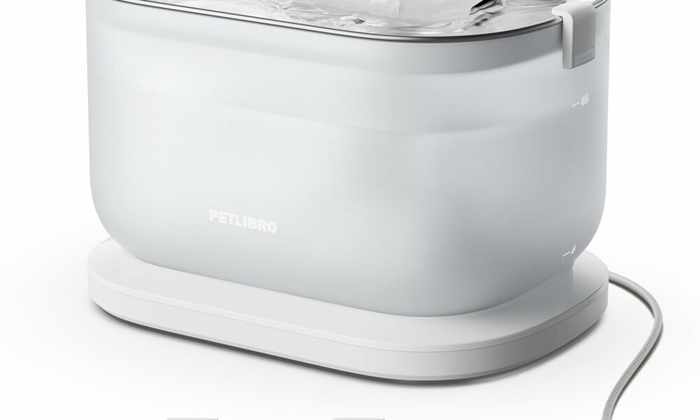 PETLIBRO Cat Water Fountain, Cat Fountain Indoor Stainless Steel Tray, 2.5L/84oz Wireless Pump Pet Water Fountain, Cat Water Dispenser with Two Flow Modes, Pet Fountain for Drinking Easy Clean White Fountain product image