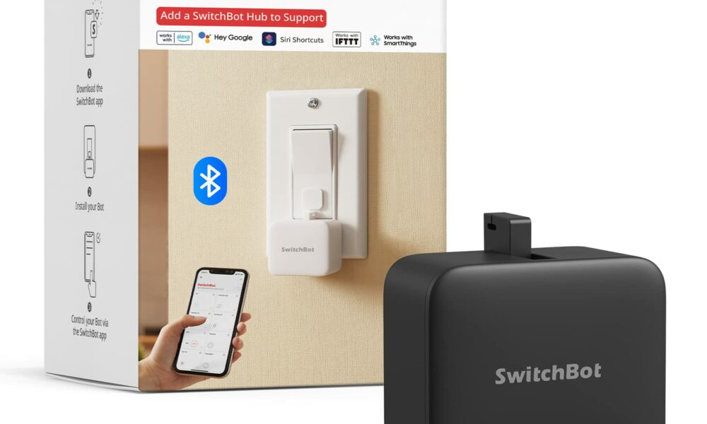 Switchbot Smart Switch Button Pusher (Bluetooth) – Fingerbot for Rocker Switch/One-Way Buttons, App Timer Control, No Wiring, Optional Hub Required for Voice/Remote, Black Bot Black product image