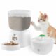 Automatic Cat Feeder with 3L Dry Cat Food Dispenser and 2L Water Fountain, Timed Dog Feeder with Portion Control and Daily Meals, Wire/Battery Automatic Feeders in White product image