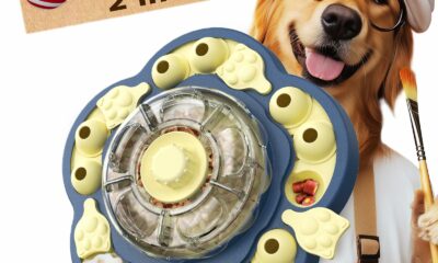 KADTC 3 Levels of Challenge Dog Puzzle Feeder Toy U.S. Brand - Design Spin-to-Release Treat Dispenser For Small Medium Large Dogs Boredom Buster Mental Stimulation Enrichment Slow Feeding Puzzles Toys Sunflower Blue product image
