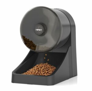 NPET 3L Automatic Cat Feeder, Wheel Shaped Dry Food Dispenser Timed Pet Feeder for Cats and Small Dogs, 1-6 Meals Per Day - Programmable Portion Control (Black, Basic Version) product image