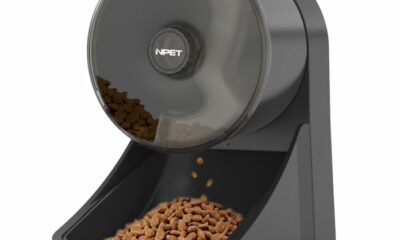NPET 3L Automatic Cat Feeder, Wheel Shaped Dry Food Dispenser Timed Pet Feeder for Cats and Small Dogs, 1-6 Meals Per Day - Programmable Portion Control (Black, Basic Version) product image