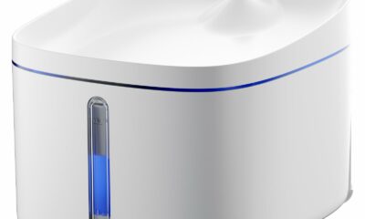 DOGNESS D01B Pet Water Fountain, 2.2L Healthy and Hygienic Drinking Fountain Super Quiet Flower Automatic Electric Water Bowl for Dogs, Cats, Birds (White) White - 2.2L product image