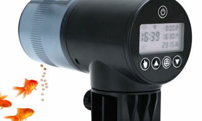 WiFi Automatic Fish Feeder (2.4GHz Only), Smart Fish Feeder with Timer & App Control, 3 Ports Dry Food Dispenser for Aquarium/Tank, Ideal for Vacation & Daily Use Black 200ml product image