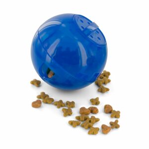 PetSafe SlimCat Interactive Feeder - Combines Play with Mealtime - Adjustable Portions - BPA-Free Plastic - Slow Feeder for Digestion - Lightweight, Dishwasher-Safe Toy - Blue Blue 1 Count (Pack of 1) product image