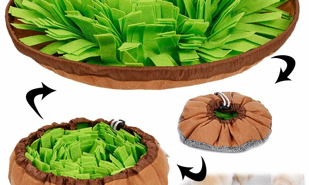 AWOOF Pet Snuffle Mat for Dogs, Interactive Feed Game for Boredom, Encourages Natural Foraging Skills for Cats Dogs Bowl Travel Use, Dog Treat Dispenser Indoor Outdoor Stress Relief green product image