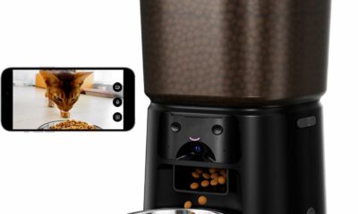 Automatic Cat Feeder with Camera, 4L WiFi Smart Pet Feeder with APP Control, 1080P HD Video,Night Vision,Voice Call, Motion Detection, Dual Power Supply, Supports 5GHz/2.4GHz,for Dogs Cats, Small-Pet Black 4L product image