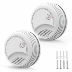 2 Pack Smoke Detector, Photoelectric Sensor Battery-powered Fire Smoke Alarm, LED warning light 85 dB alarm sound, low battery warning, mute and test buttons, suitable for living rooms, bedrooms, etc. product image