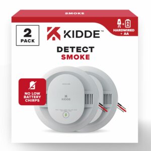 Kidde Hardwired Smoke Detector, AA Battery Backup, Interconnectable, LED Warning Light Indicators, 2 Pack 2 Pack 9th Edition 20SAR product image