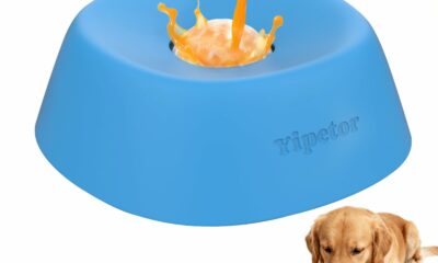 Yipetor Slow Feeder Dog Bowls for Liquid Treat, Anti-Slip【Entertained Ball-in】 Bone Broth Dog Lick Bowl, 3/4 Cup Yogurt Pup Lick Toy for Large Medium Small Breeds Dietary Supplement/Post-op Nutrition blue product image