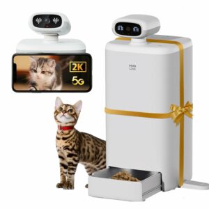 HHOLOVE Automatic Cat Feeder with Camera AI-Powered, 2k HD Video Night Vision, 5G/2.4G Wi-Fi Programmable, 2-Way Audio, Low Food Alert, Blockage Sensor, 1-Year Subscription Version product image
