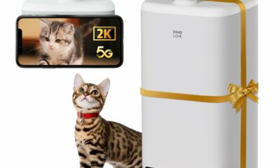 HHOLOVE Automatic Cat Feeder with Camera AI-Powered, 2k HD Video Night Vision, 5G/2.4G Wi-Fi Programmable, 2-Way Audio, Low Food Alert, Blockage Sensor, 1-Year Subscription Version product image