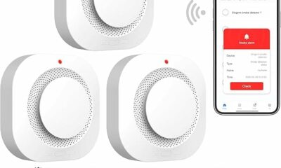 Smart Smoke Detector Fire Alarm with Replaceable Battery, Wi-Fi Smoke Detector, Real-Time App Notifications, 3-Pack 3 pack product image